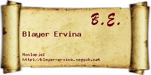 Blayer Ervina névjegykártya